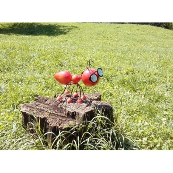 No brand / Not sure Other - Metal Garden Art Decoration Steel Red Ant Figurine with Solar Powered LED Light